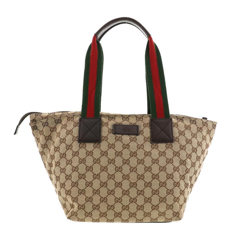 Gucci GG Canvas Sherry Line Tote Bag signature red green web stripe